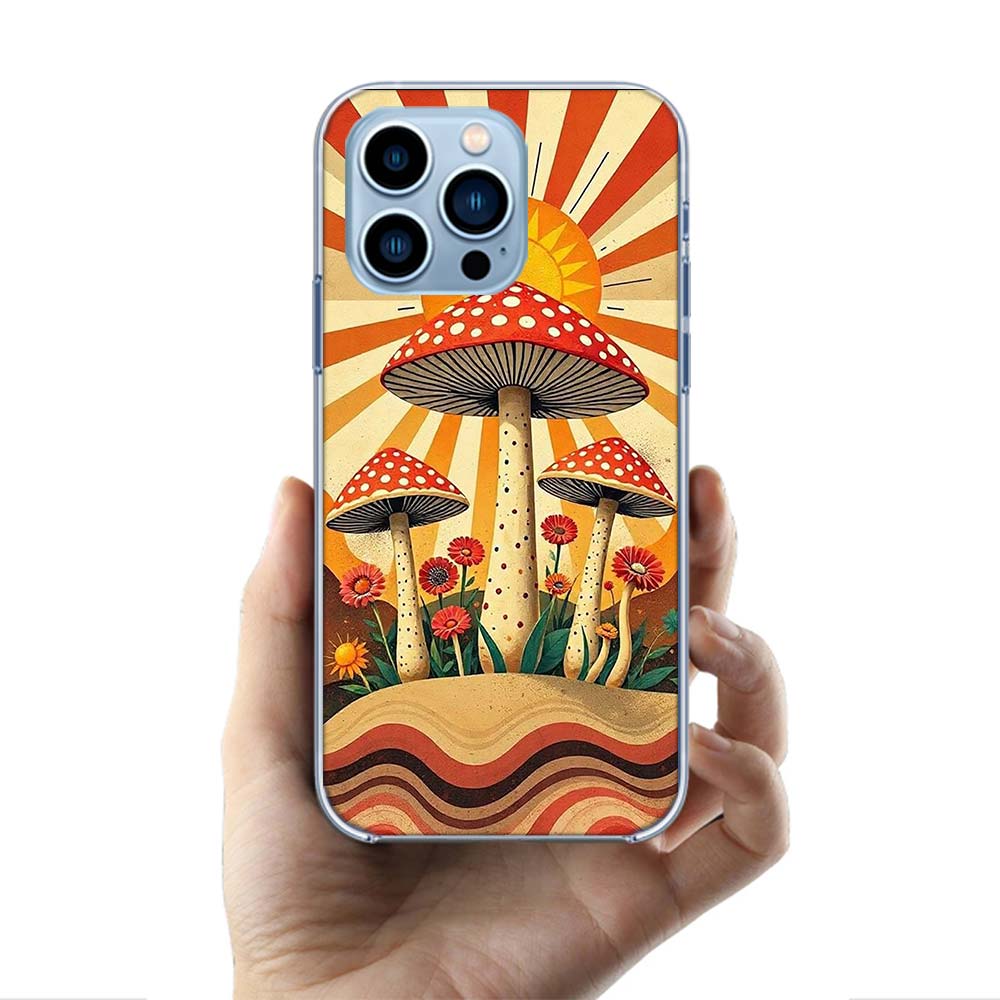 Boho Hippy Mushroom Sunrise Cases Phone Case For Iphone 17E 16E 17 Air 16 Pro Max 15 Pro 14 Plus 11 13 12 Mini Cover Cases Compa