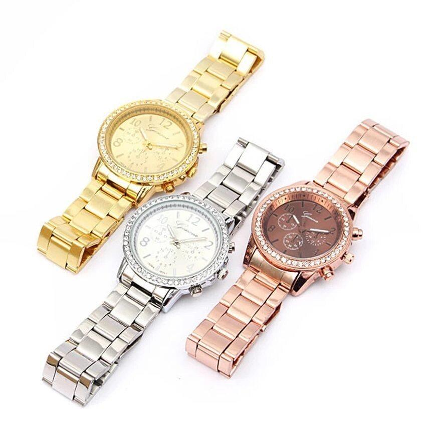 3 buc Geneva Chronograph Elegant Womens Watch