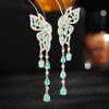 Colored Cubic Zirconia Inlaid Earrings Fly With Each Other Long Style Butterfly Embellishment Face Drops Tassel Earrings