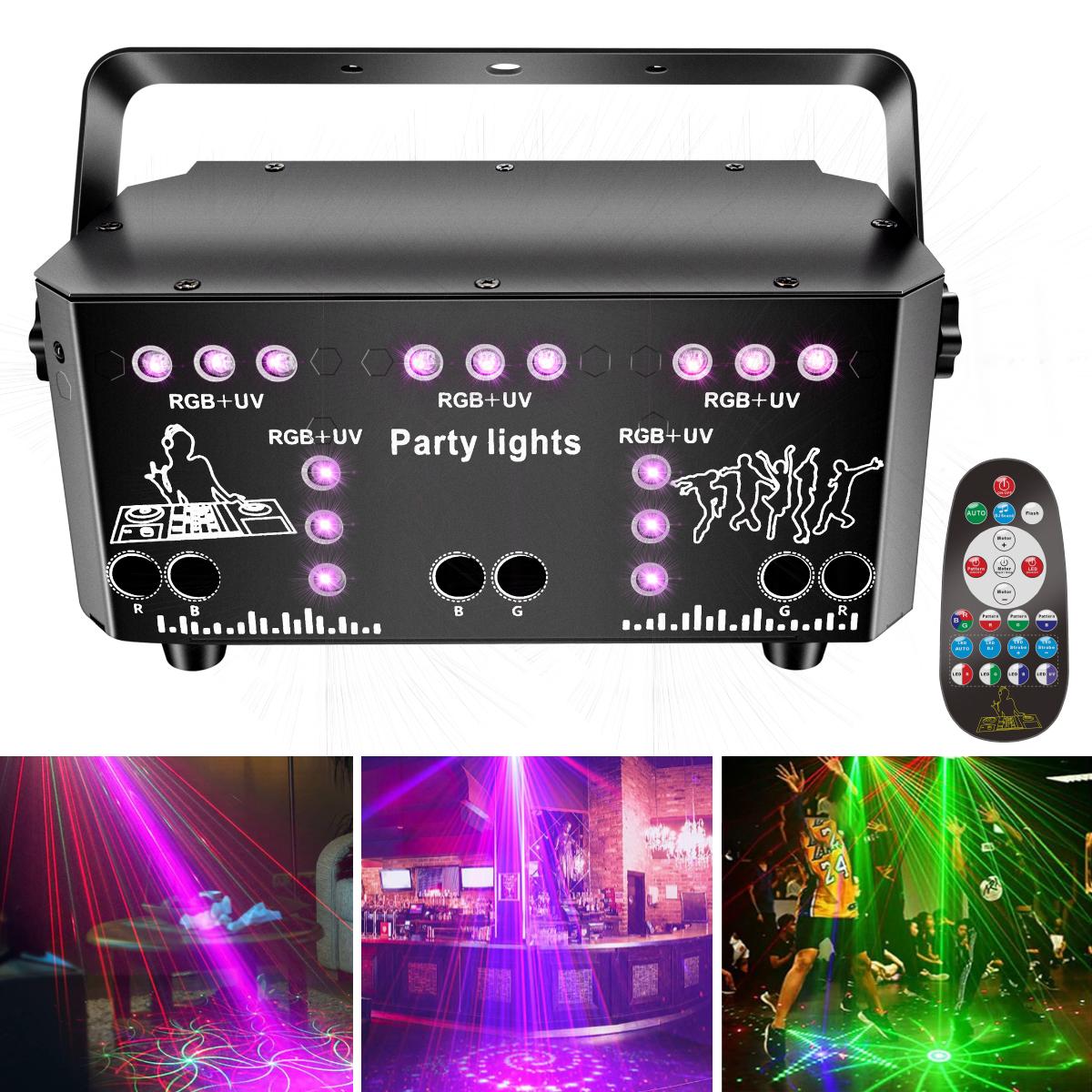 

21 Eye DJ Disco Laser Light 64 Patterns Projector KTV Bar Party RGB+UV Atmosphere Lamp A