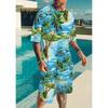 Summer Men's 3D Fashion Pattern Short Sleeved T-shirt and Sports Shorts Set