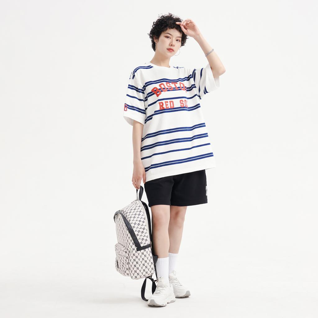 New MLB Drop Shoulder Sleeve T Shirt Unisex Ivory White 3ATSV0433-43IVS