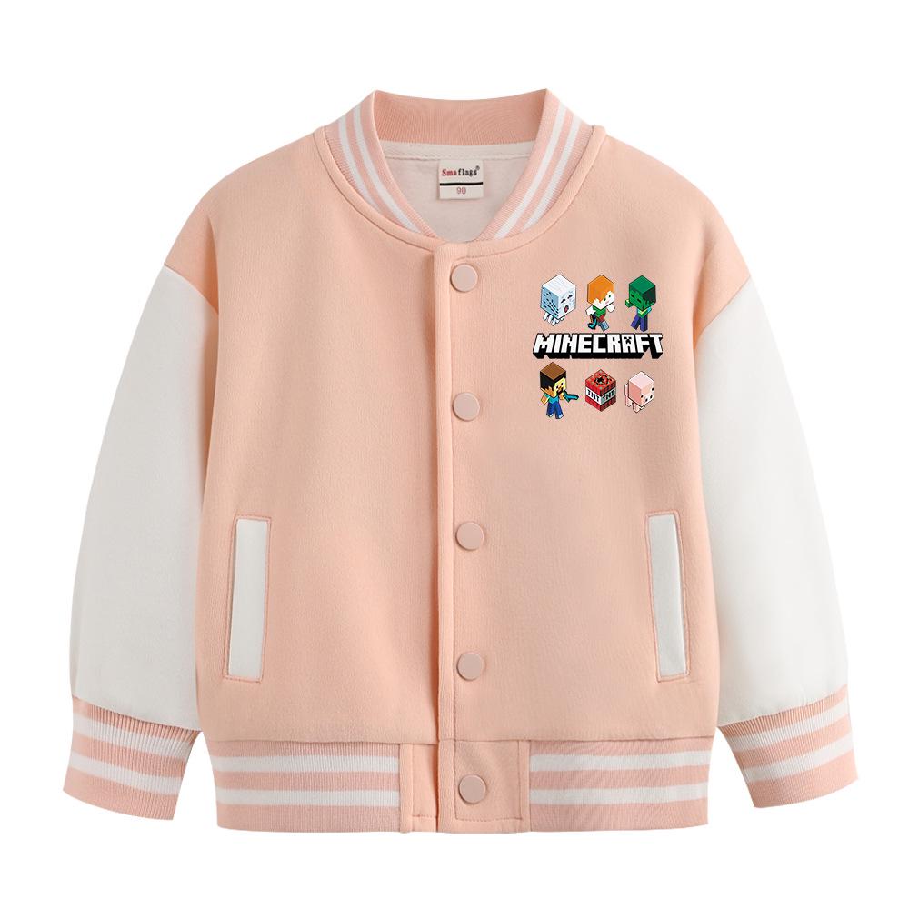 Boys Thickened Minecraft Baseball Jacket - Versatile Winter and Spring Wear 110cm
