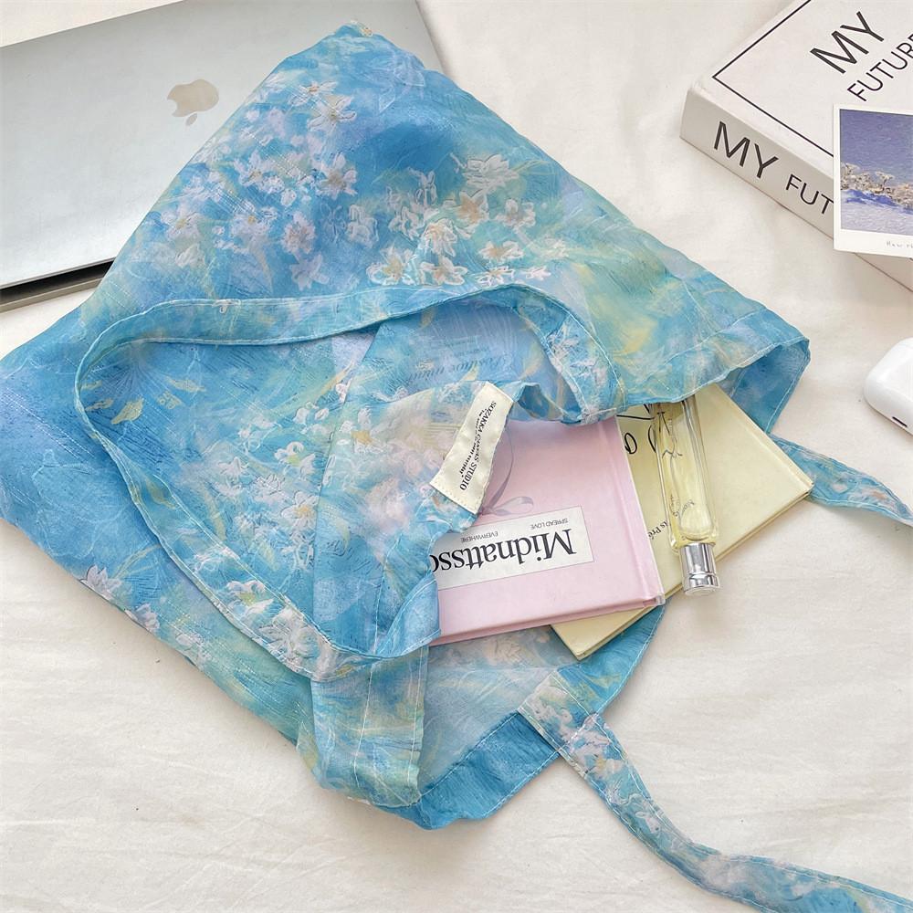 Floral Tote Bag With Textured Polyester For Daily School And Commute