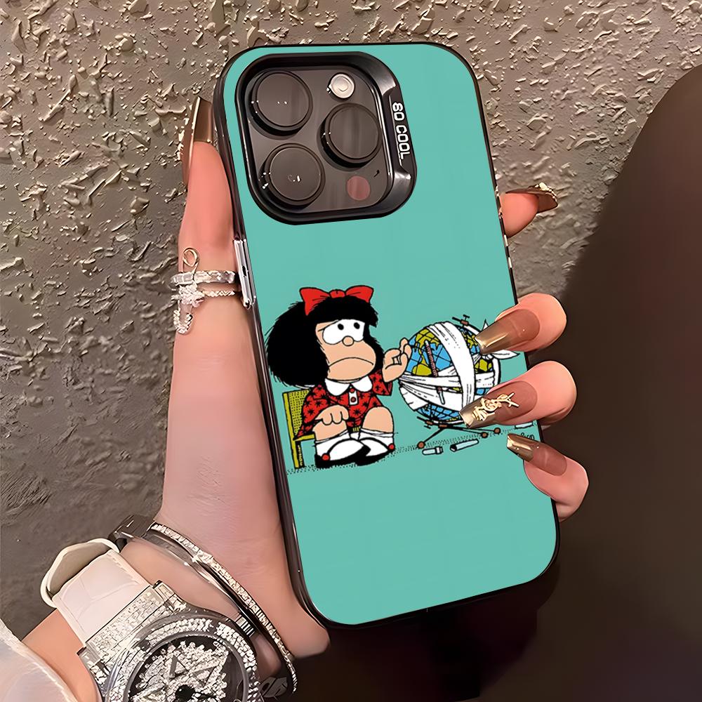 Anime M-Mafalda Phone Case For IPhone17 Air 16 15 14 Plus 13 12 11 Pro XS Max Silver Black Bumper Case