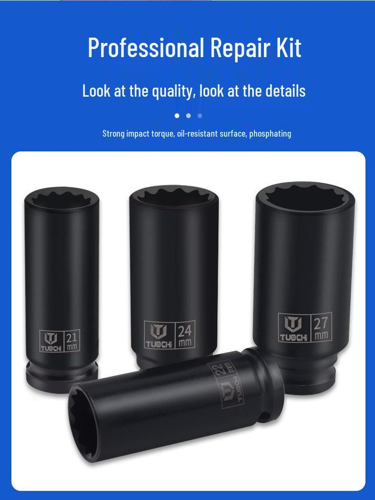 25-Piece Heavy-Duty Air Impact Torx Socket Set with Extended Reach and Electric Wrench Compatibility
