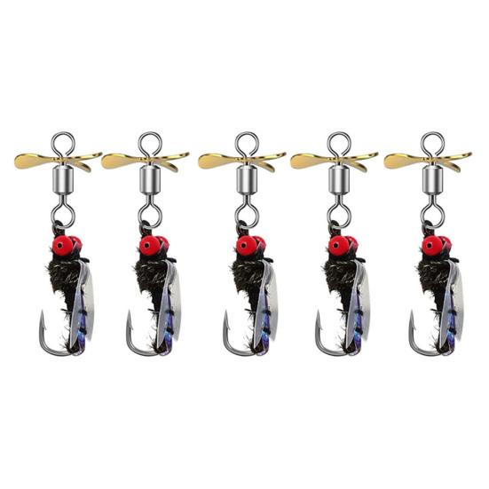 5Pcs Bionic Fishing Baits with Sharp Hook Compact Design Portable Rotatable Saltwater Freshwater Swimbaits Fly Fishing Lures