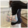 Fashion Women's Denim Shoulder Bag Retro Y2k Rivet Belt Star Decor Handbag Trend Cool Girls Underarm Bag Versatile Crossbody Bag