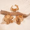 Bague à ouverture florale plissée géométrique irrégulière en métal mode luxe léger bague polyvalente pour l'index