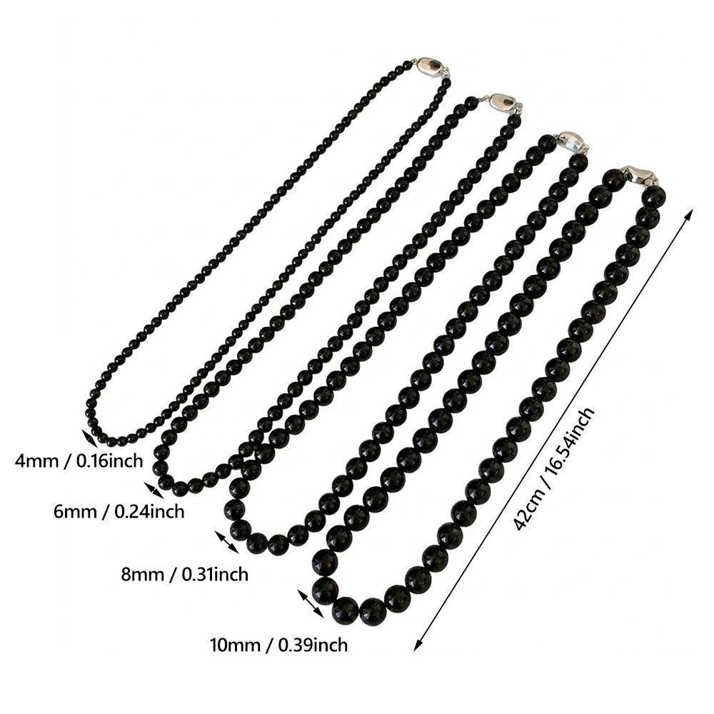 Copper Gold Black Agate Necklace Silver Plated Coin Buckle Chokers Imitation Pearl Necklace Women