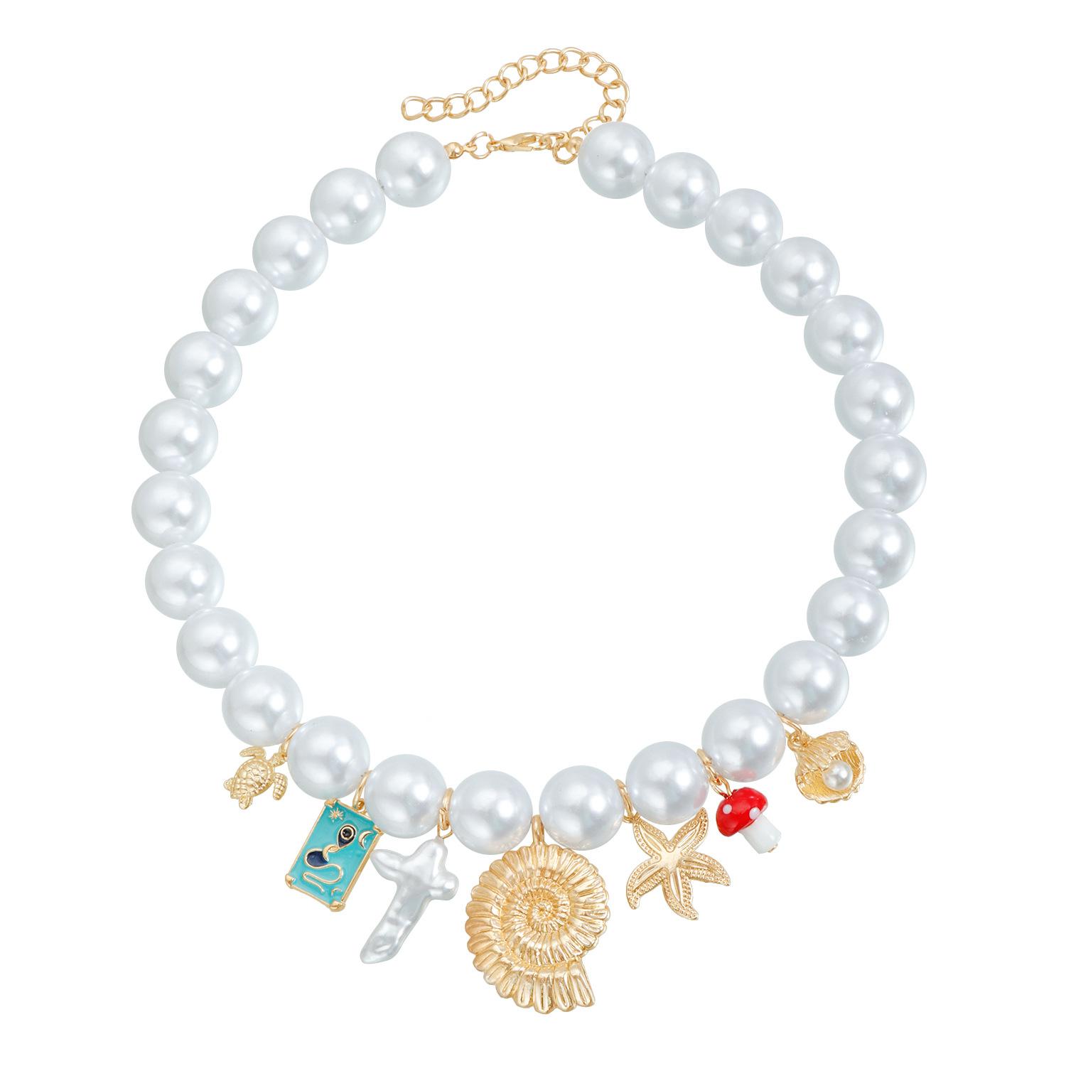 

Подвеска на ключицу Морская раковина Морская звезда Имитация жемчуга Цепочка Ювелирные изделия Пляжный отдых Эффектное ожерелье