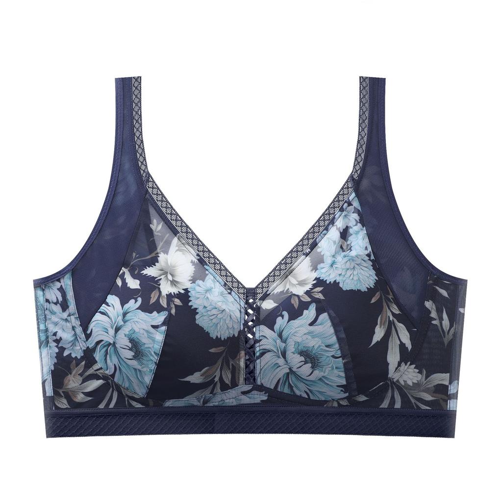 New Japanese and Korean style printing large size women's bra fixed cup setting underwear ink painting pattern large size underwear