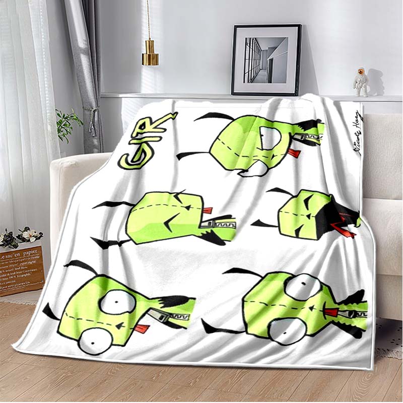 Invader ZIM Gir Kreslená deka Útulná měkká deka Deka na gauč Odolný dekor Pro děti Ženy Muži Cestovní deka Měkká přehoz na postel