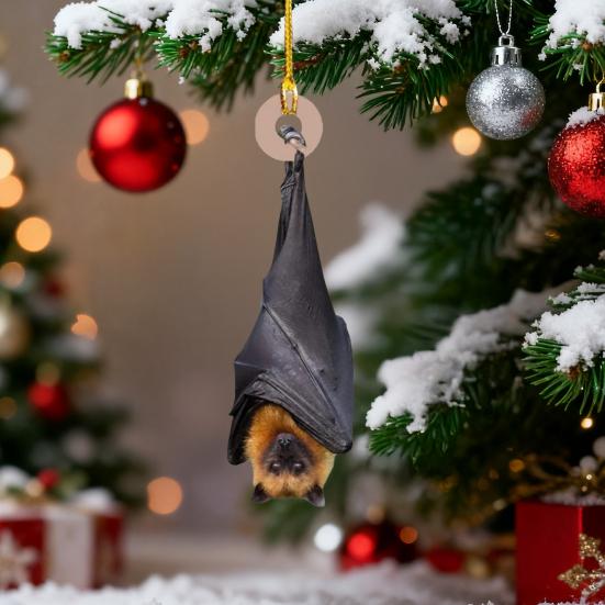 Bat Christmas Ornament Gothic Hanging Bat Tree Decoration Realistic Upside-Down Bat Christmas Tree Ornament for Holiday Home Decor