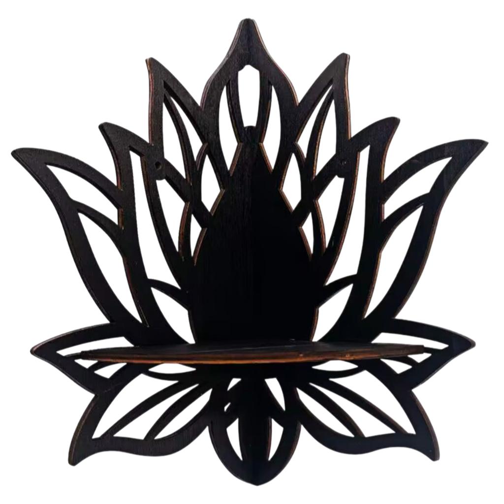 Hollowed Out Flower Corner Shelf Wood Floating Shelves Display Crystal Storage Rack for Plant Stand Organizers Decors