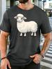 Unisexs Red Crew Neck Tee Lovely Fluffy White Lamb Cartoon Print Loose Summer Street Casual Daily Basic Short Sleeve Daily Wear Top