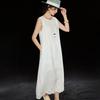 Wudao 100% Linen Resort Style Embroidered Dress