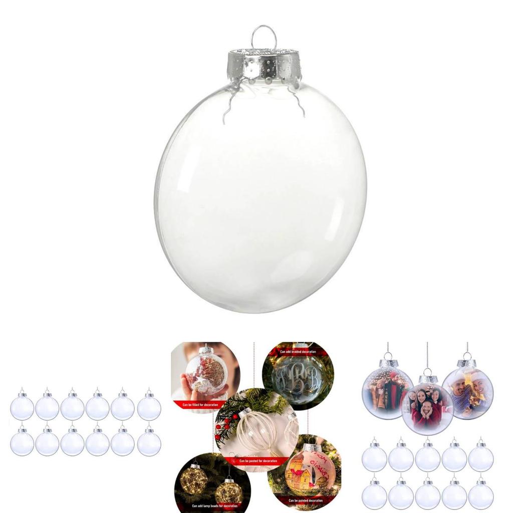 Vánoční ozdoba koule v moderním uměleckém stylu, 6cm, průhledný plast, pro sváteční dekoraci