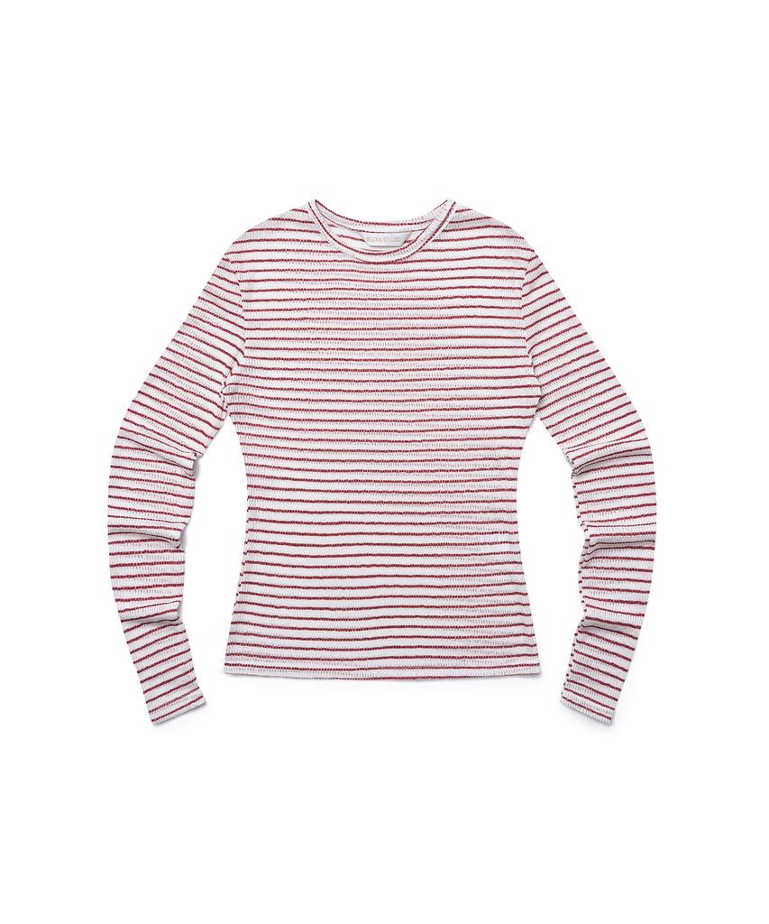 PLUNASTUDIO Layered Stripe Tee (Red/White)