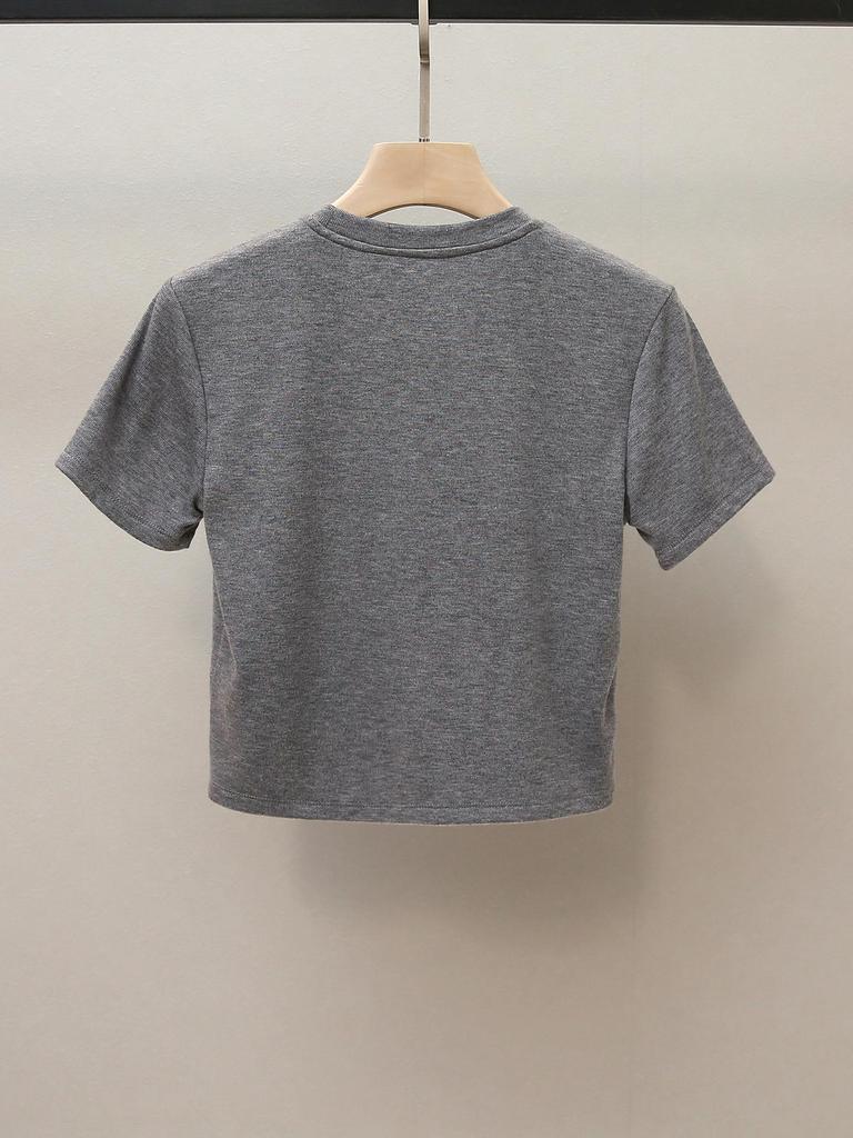 French Style Age-Defying Solid Color Short-Sleeve T-Shirt for Women