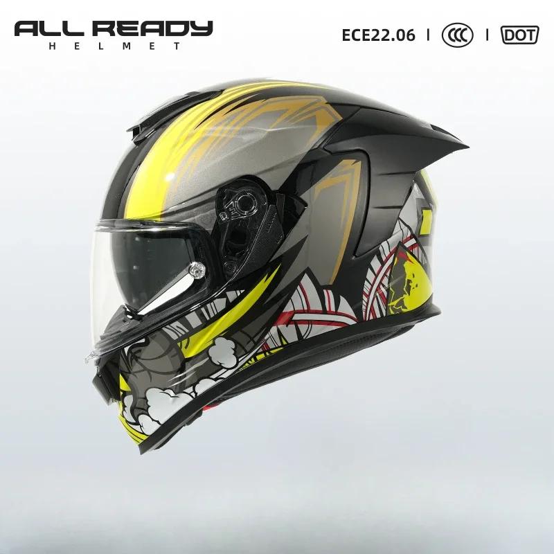 AR Motorcycle Helmet Men Double Lens Full Face Capacete DOT ECE Certification Professional Track Racing Casco For Duakdi For BMW