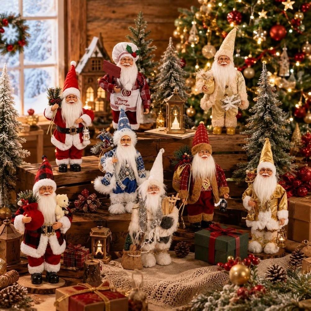 Cute Standing Santa Doll 12 Inch Christmas Ornament Durable Santa Claus Doll Christmas Gifts