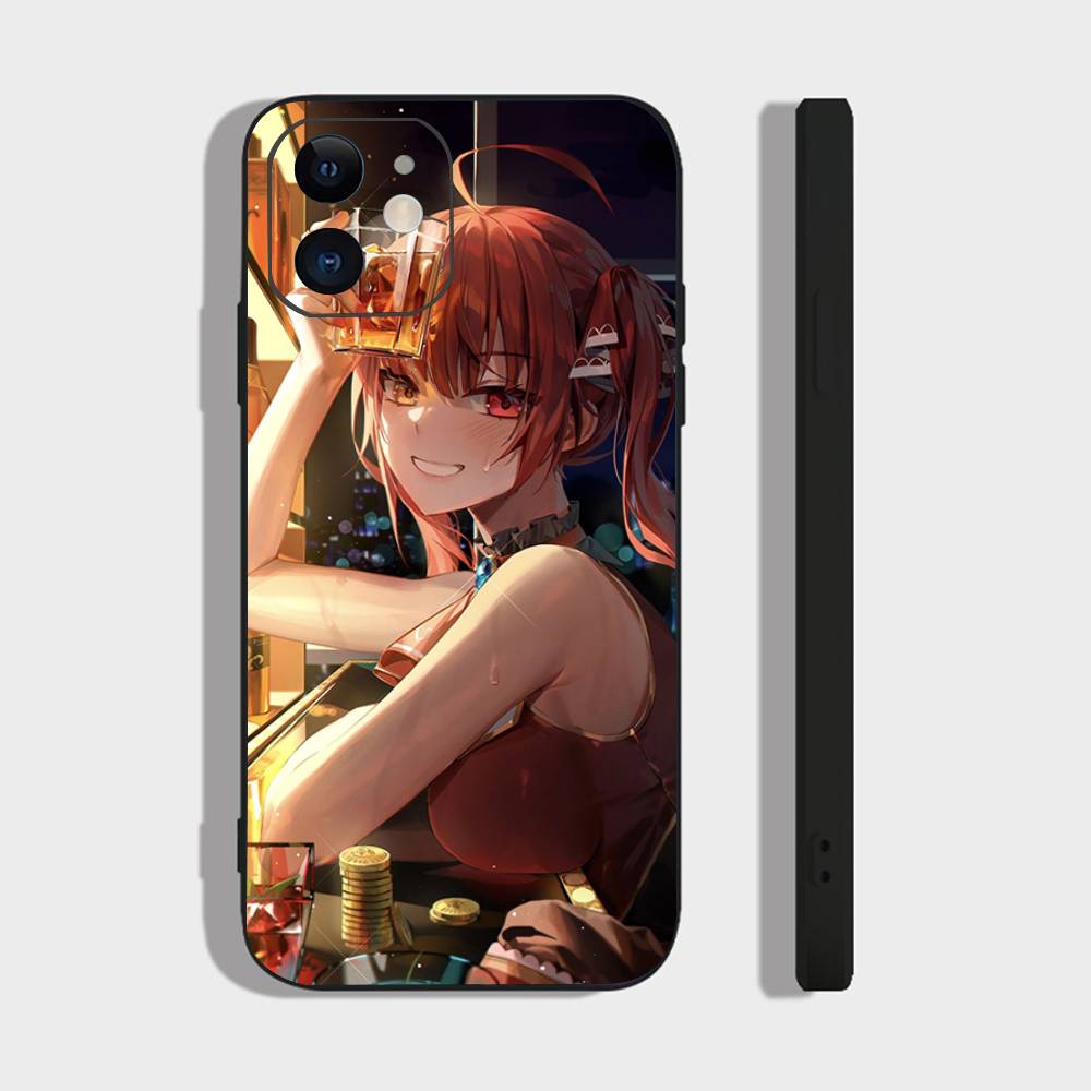 

Houshou Marine Anime H-hololive Phone Case For IPhone 17 Air 16 15 14 13 Pro Max 11 12 Black Silicone Cover IPHONE 12MINI