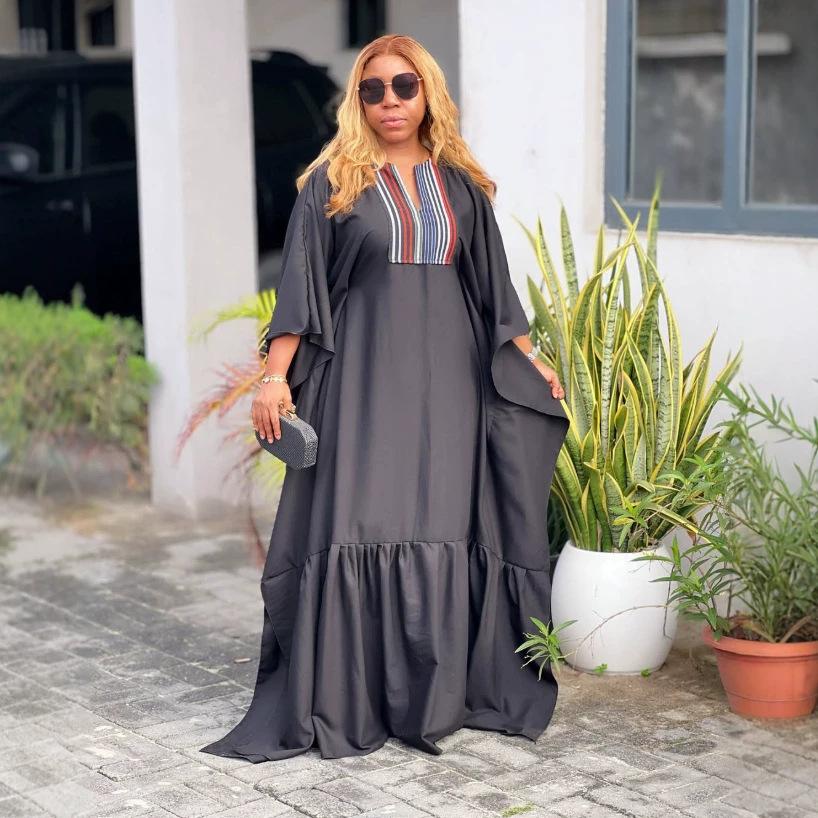 2026 summer new European and American cross-border fashion elegant striped spliced ruffle edge long-sleeved dress