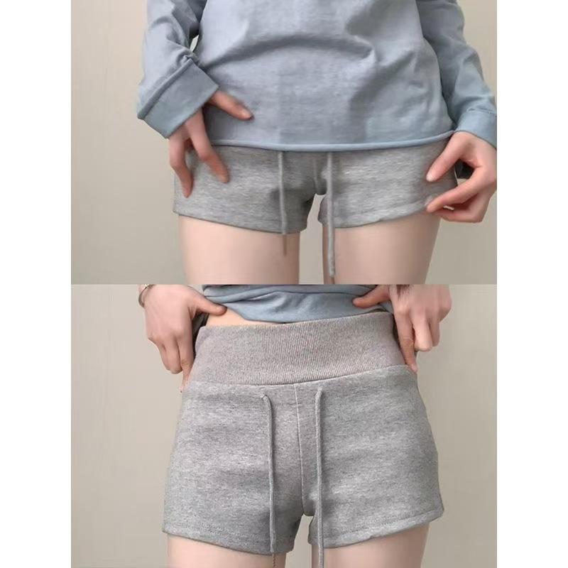 

American Low-Rise Red Hip-Hugging Loose Sports Shorts - Summer Slimming Fat-Covering Hot Pants (2026) L (100-115 cm) серый