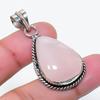 Natural Rose Quartz Gemstone Handmade 925 Sterling Silver Pendant 1.69" AP-15658