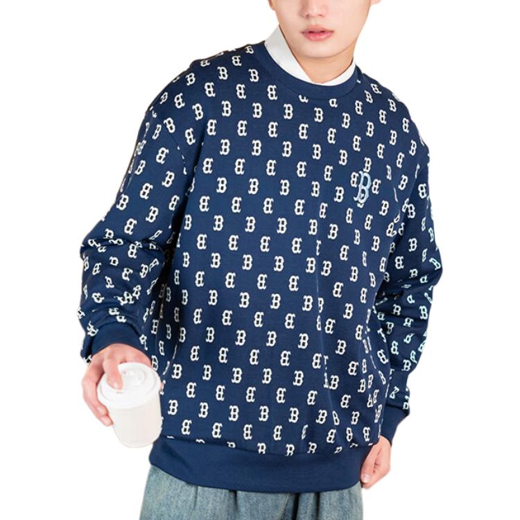 MLB Monogram Series Boston Red Sox Vintage Crewneck Sweatshirt Unisex sweatshirt Navy-Blue 3AMTM0241-43NYS