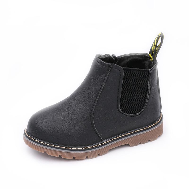 Herbst Kinder Schuhe PU Leder Wasserdichte Leder Stiefel Warme Kinder Schnee Stiefel Mädchen Junge Gummi Stiefel
