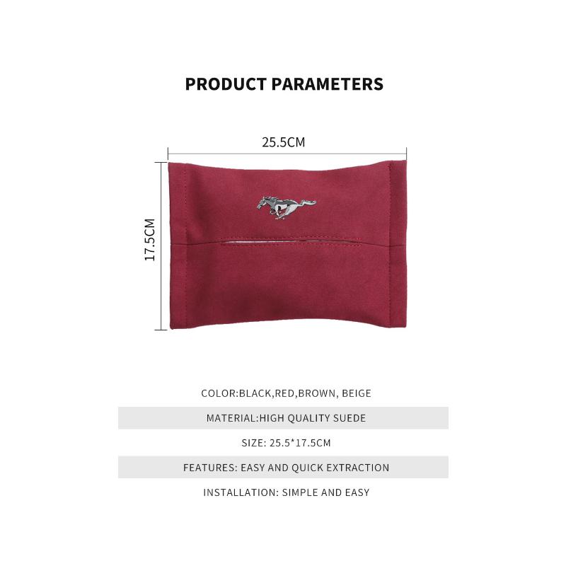 Car Suede Tissue Box Cover Easy To Carry Seat Back Accessories For Ford Mustang ST Line Mondeo Fiesta Escape Kuga Ecosport Ranger EXplorer Stickers
