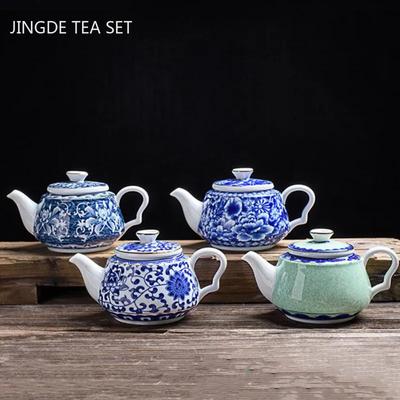 Vintage modré a bílé porcelánové konvice, ručně vyráběné keramické čajové soupravy, krásná konvice, čínská domácí filtrovaná konvice na čaj Puer 240ml