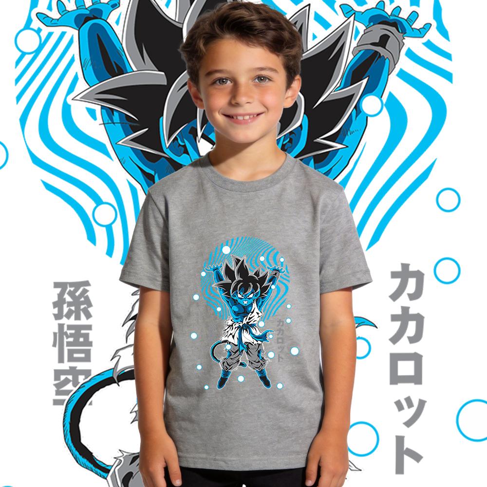 Dbz Goku Anime Print Pure Cotton T Shirt for Boys Girls Casual Short Sleeve Kids Summer Top Soft Breathable Lightweight