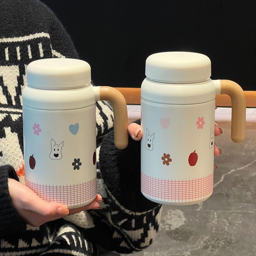 Cute Dog Ins Style Insulated Water Bottle With Handle For Office And Home Use