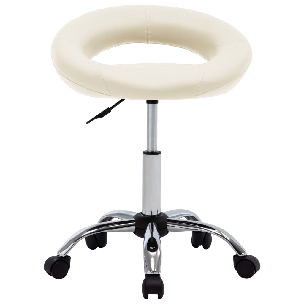 Vidaxl Swivel Dining Chair, Cream, Faux Leather Upholstered