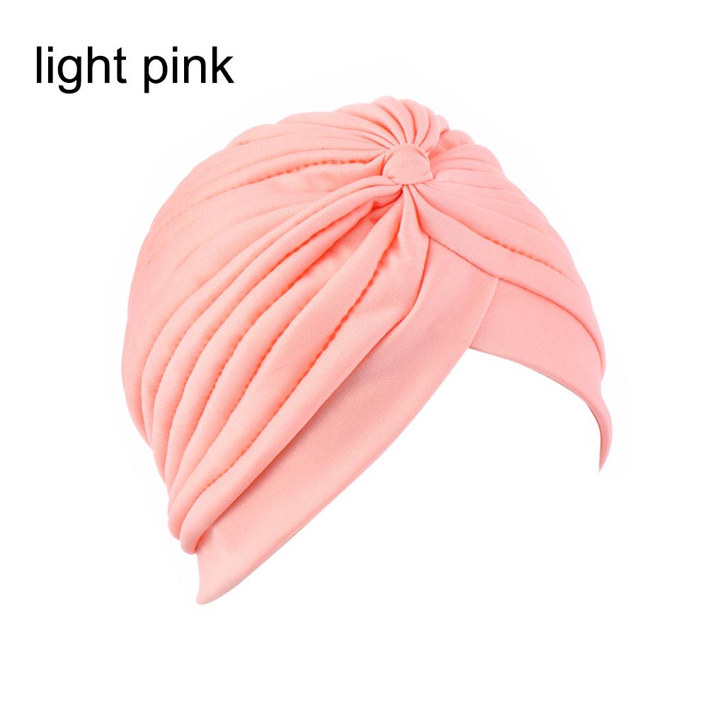 Solid Color Women Elastic Cotton Fold Turban Hat Soft Bonnet Muslim Hijab Ladies Head Wrap Warm Beanies Chemo Hat