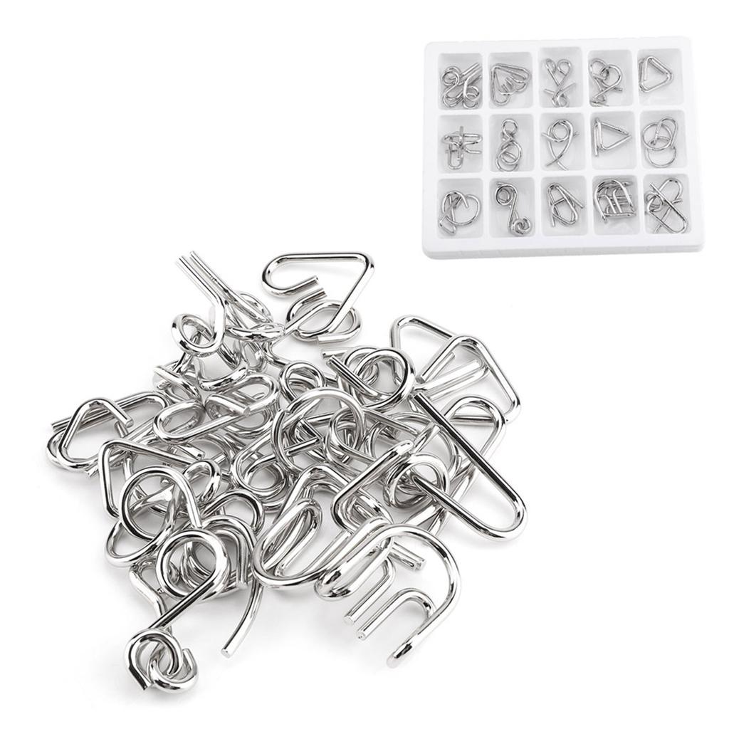 Metal Wire Puzzle, Metal Wire Puzzle, 15pcs Children Educational Toys   Mind Brain Teaser Toys, Puzzle Accessories