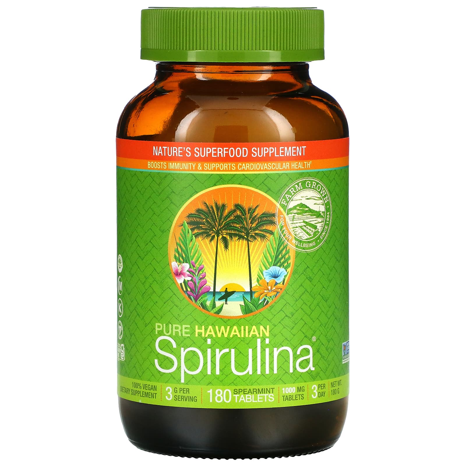 

Nutrex Hawaii, Pure Hawaiian Spirulina, Spearmint, 1.000 мг, 180 таблеток