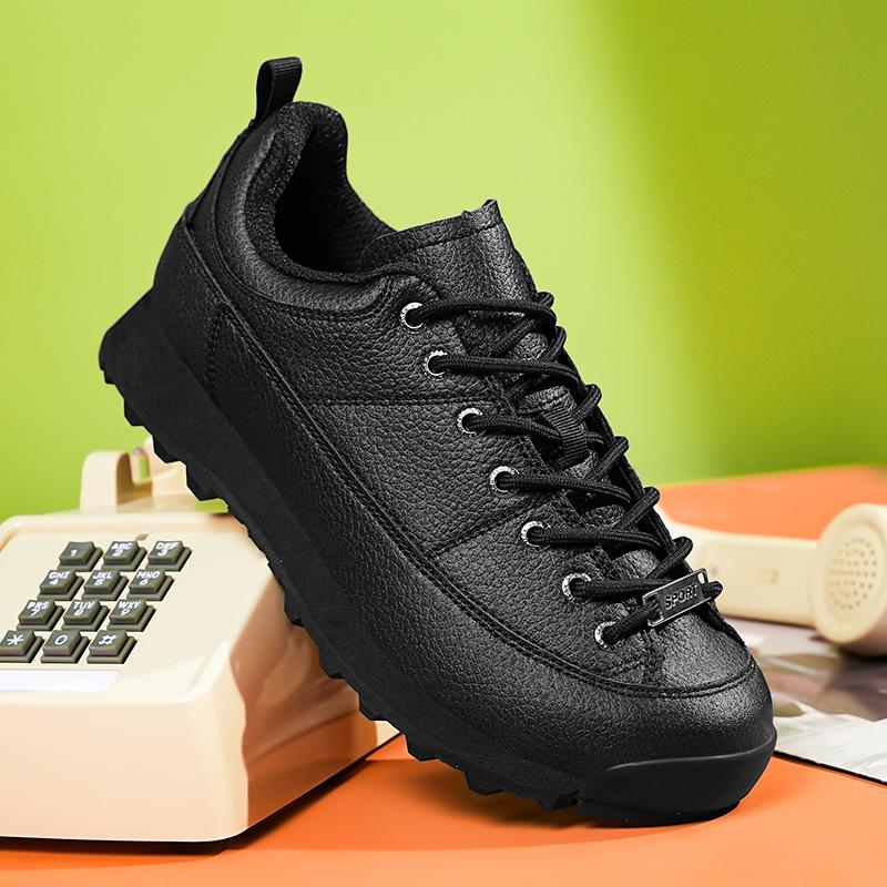 

Men Hot Sale Skate Shoes Handmade Leather Casual Oxford Shoes Outdoor Design Sneakers Male Comfortable Leather Shoes 45 чёрный