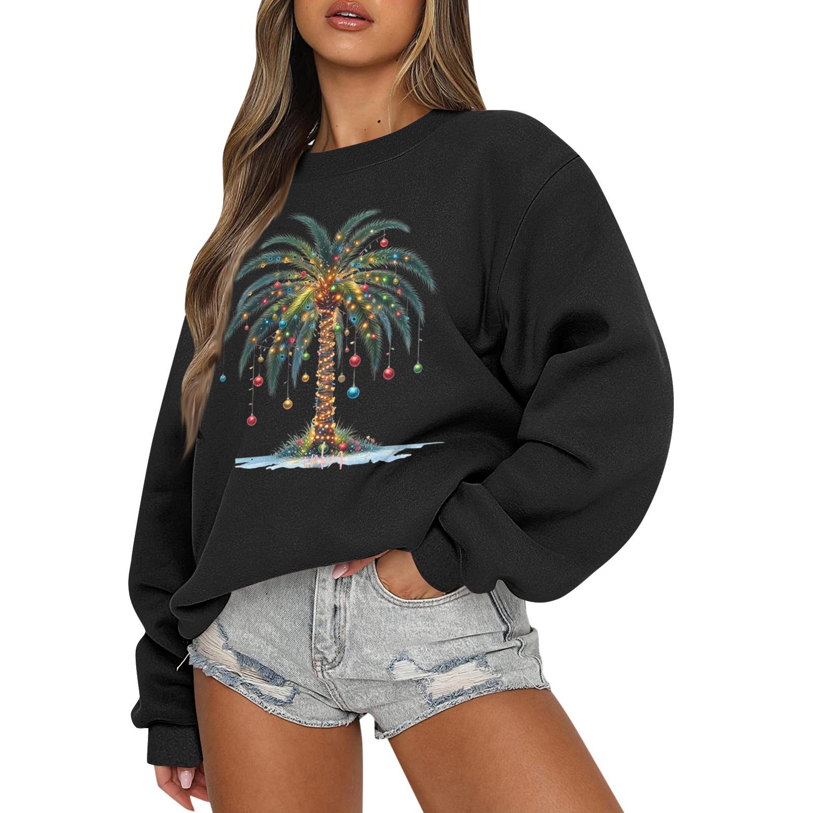 

Женские топы Женский свитшот с длинным рукавом Повседневный с круглым вырезом Свободного кроя Пуловер Флисовые топы S чёрный