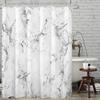 Elegant White Marble Print Shower Curtain with Hooks Polyester Minimalist Bathroom Decor Machine Washable
