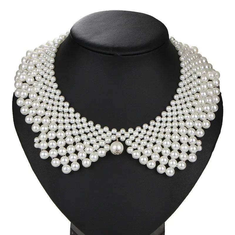 Pearl Beaded Lace Trim Collar Ribbons Wedding Jewelry for Clothes Dress Collars Fashion Accessories