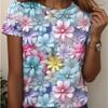 Summer Women's 3D Printed Crew Neck T-Shirt Fashion Versatile Breathable Trend Casual