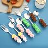 2304 Stainless Steel Cartoon Spoon Fork - Stackable, Cute, Kids' Christmas Soup Utensil