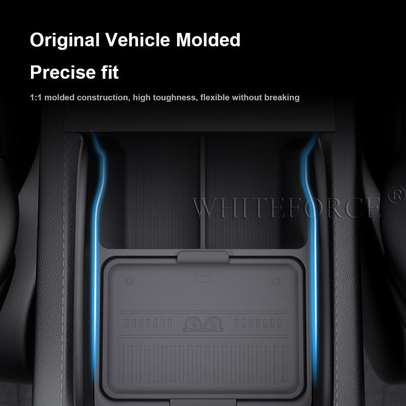 For Tesla Model Y Juniper 2025 Car Center Console Storage Box Armrest Storage Box Hidden Organizer Tray Non-slip Mat Accessories