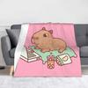Cute Capybara Animal Blanket Fleece Spring/Autumn Portable Super Soft Throw Blankets for Bed Bedroom Bedding Throws