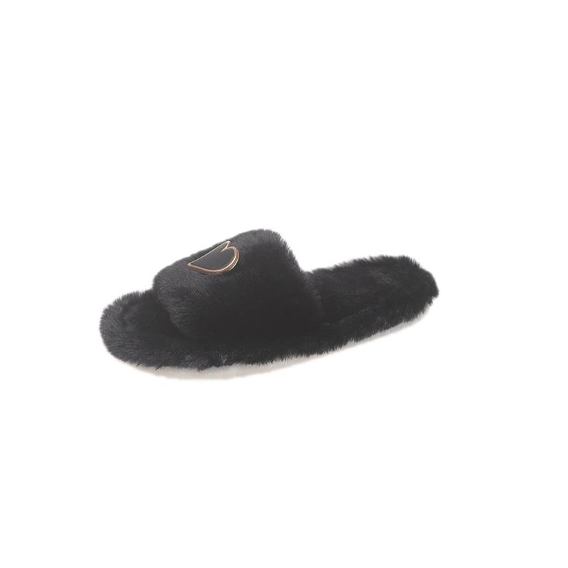 New Love Heart Spring Autumn Children's Furry Slippers Cute Comfortable Flat Bottom Home and Outdoor Wearable Slippers