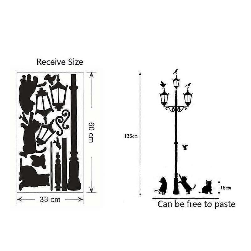 Creative Diy Popular Ancient Lights Cat And Bird Wall Stickers Cartoon Wall Murals Home Decor Room Decal Wallpaper For Children